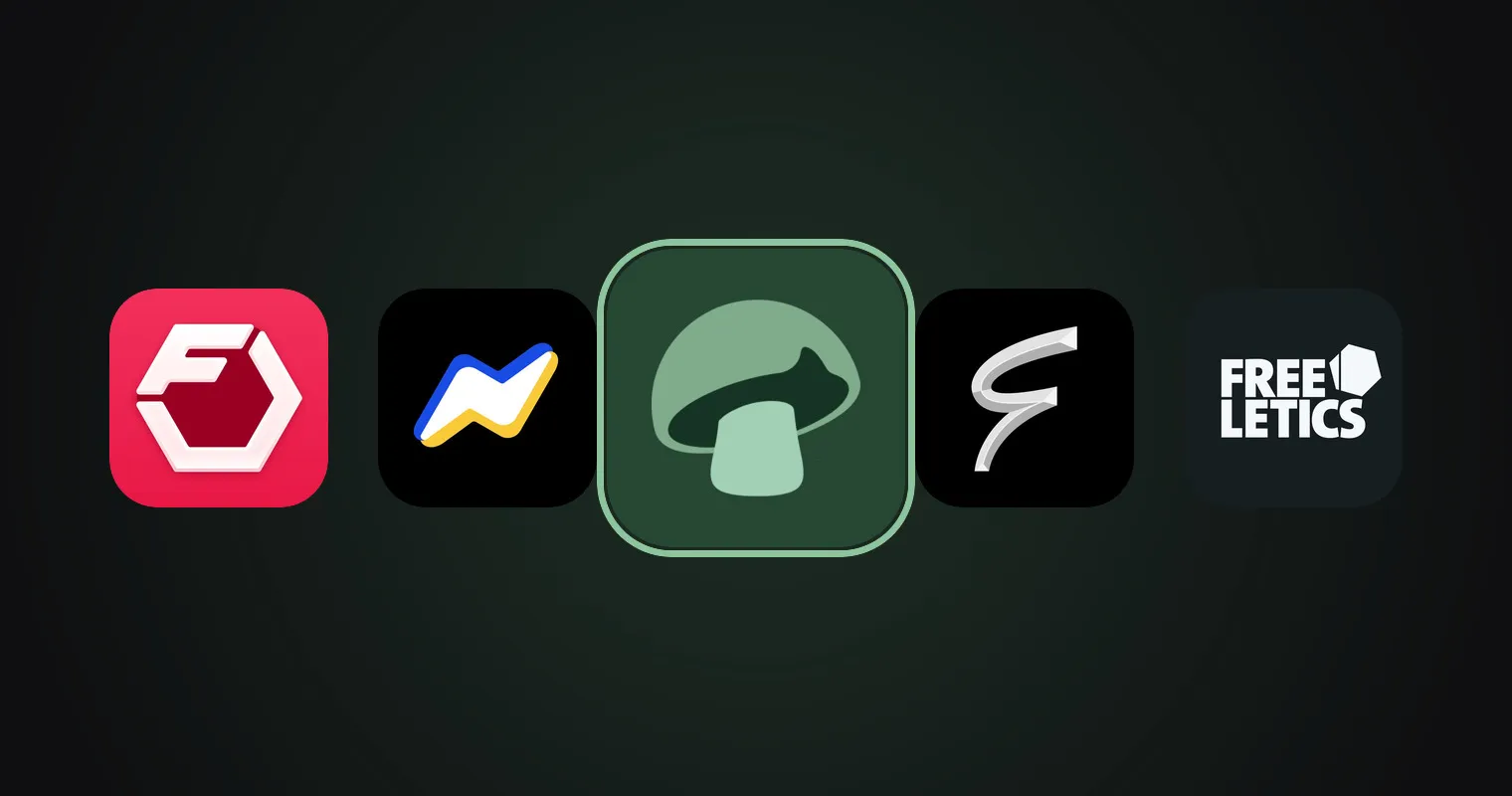 Los iconos de Fitbod, Zing Coach, Freeletics y Future en fila, con el logo de Cooltivo destacado al centro