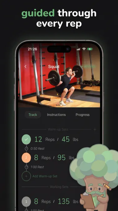 Guided through every rep with video instruction